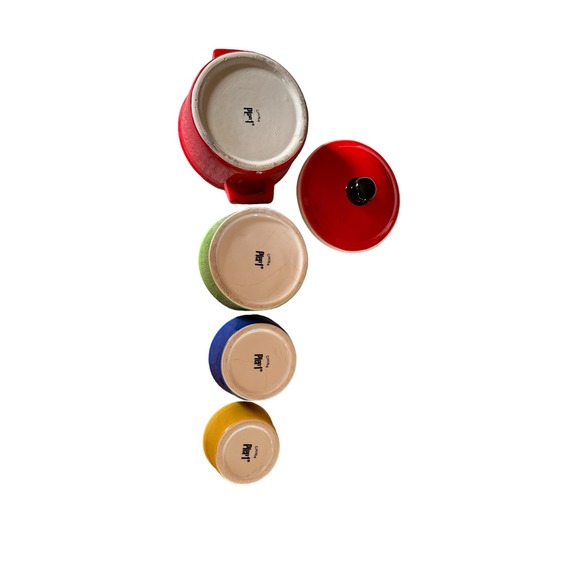 Vtg. Pier1Ceramic Nesting Measuring Cups Primary Colors Set of 4 Kitchen Display - Picture 8 of 8